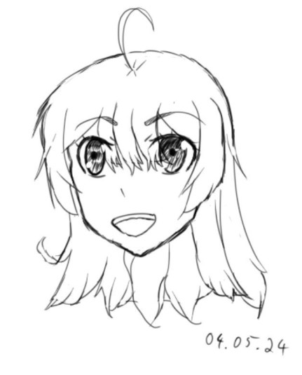 Sketch eines Anime Mädchen Kopfes.