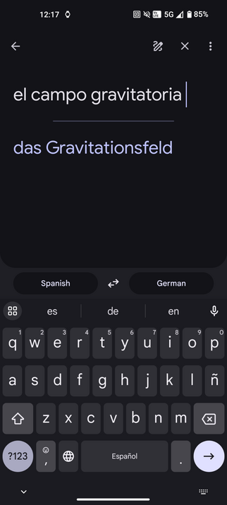 campo gravitatorio = Gravitationsfeld
