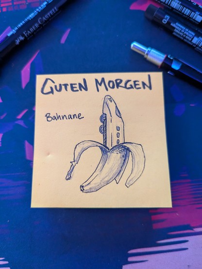 Ein Zug der aus einer Bananenschale kommt - gemäß dem aktuellen Zustand des Vereins, eine Bahn-ane